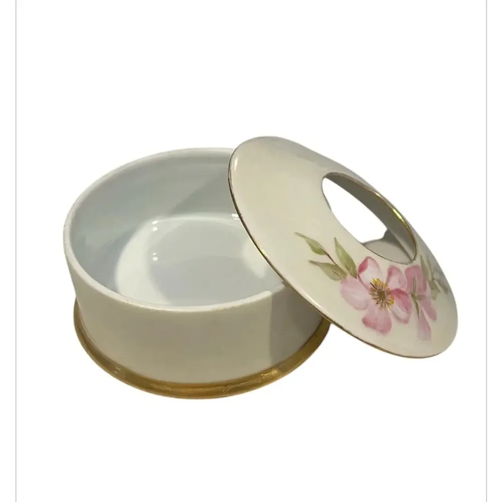 Vintage porcelain 0.& E.G. Royal Austria vanity 4 piece tray set pink floral